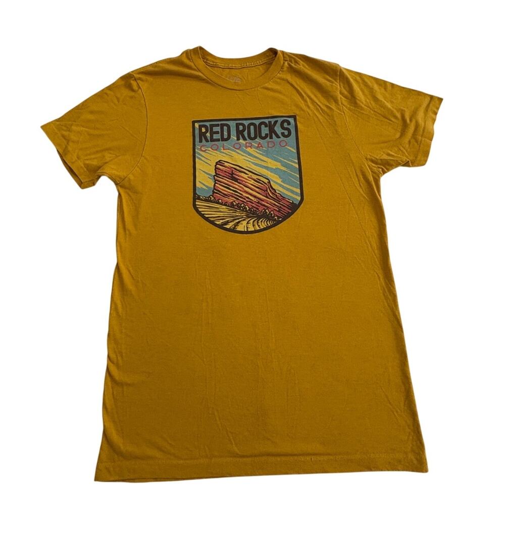 Yo Colorado Red Rocks T-shirt Yellow Outdoor Hiking Nature Adult Small